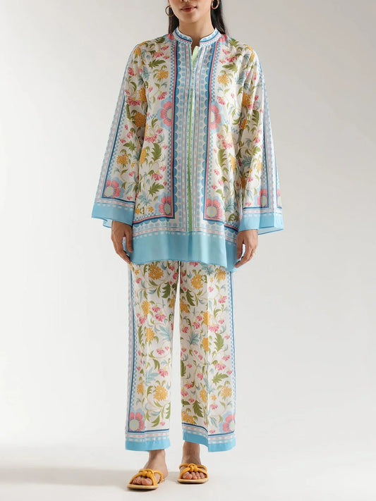 Sky Blue Accents Floral Breeze Co-ord Set