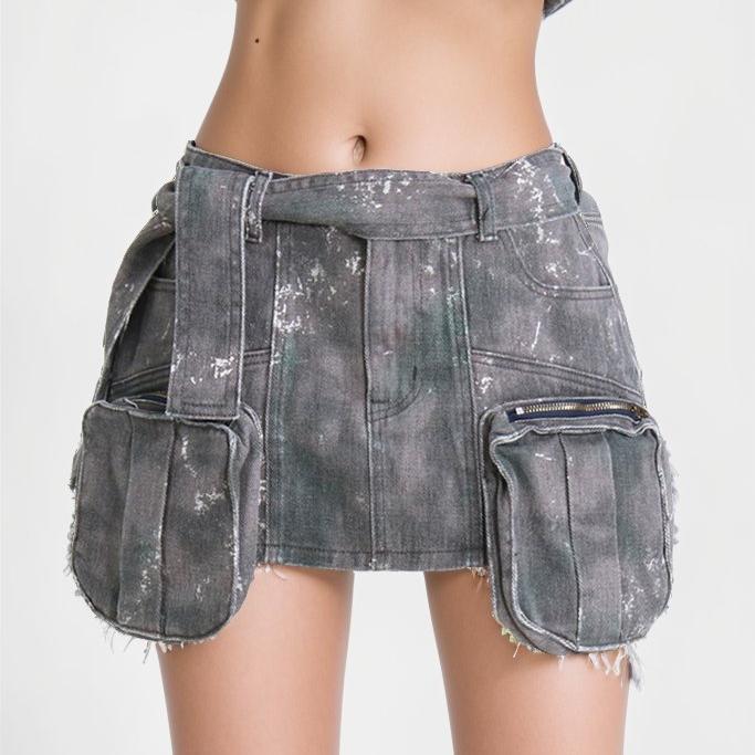 GREY CARGO MINISKIRT with POCKETS