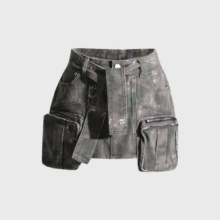 GREY CARGO MINISKIRT with POCKETS