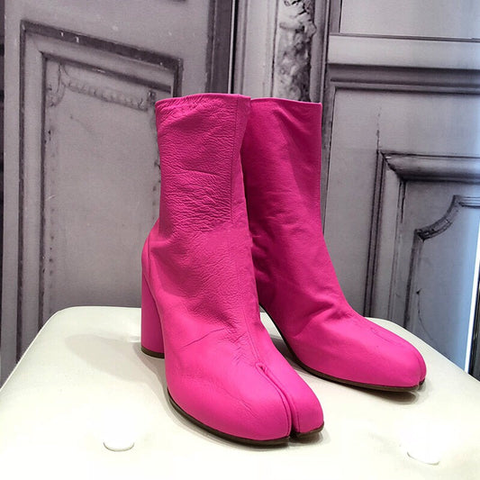 Chunky Round High Heels Boots