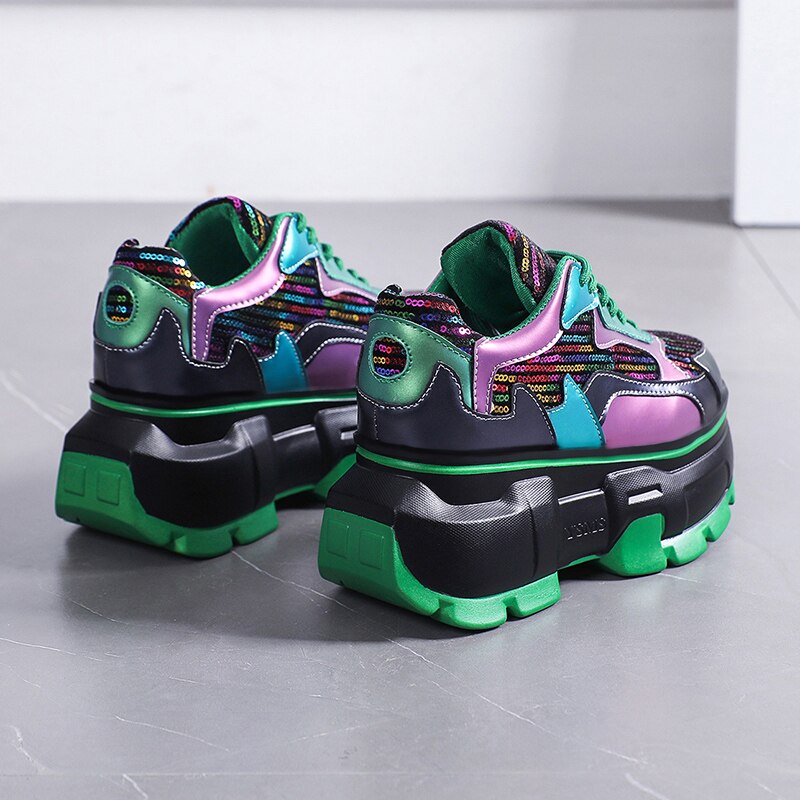 Women Chunky Sneakers - Metallic Bling