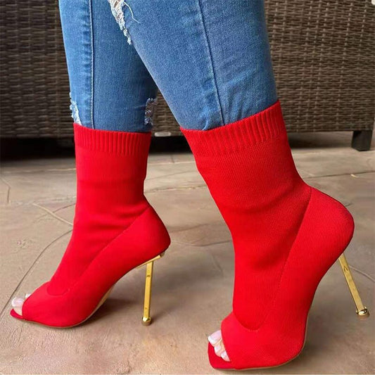 Slip-on Open Toe Boots