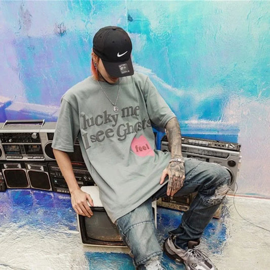 Retro Printed Gray Men T-Shirt