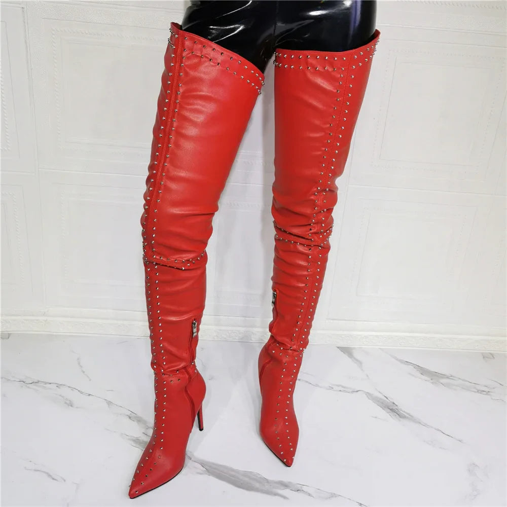 Rivet Studded Long Boots