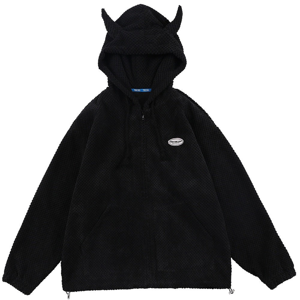 Mystical Green Hoodie Unisex with Demon Horns