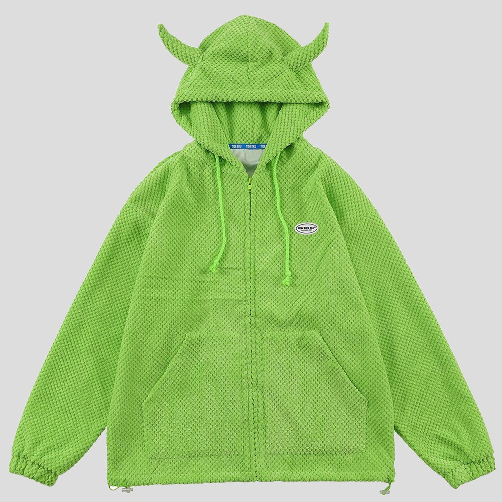 Mystical Green Hoodie Unisex with Demon Horns