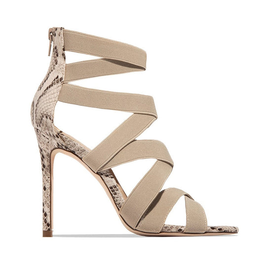 Patchwork Mixed High Heels Sandals