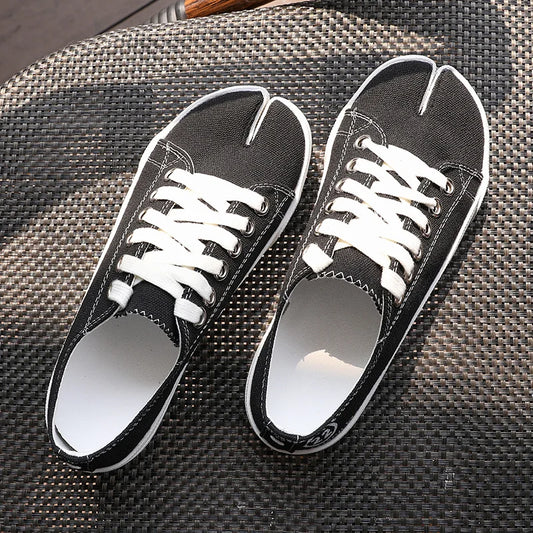 Tabi Sneakers: Splashing Ink Canvas - Women's Split Toe Shoes