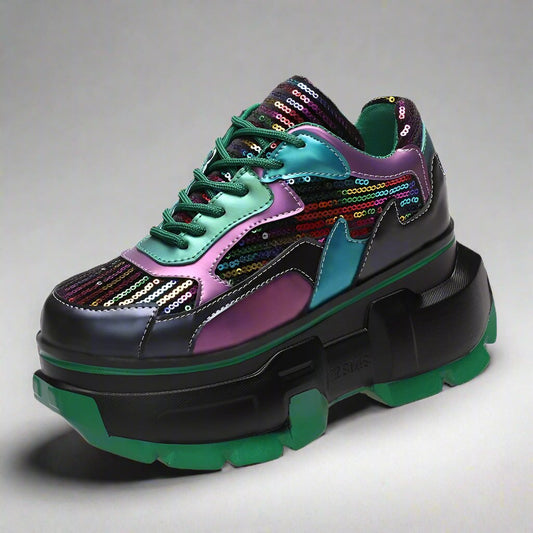 Women Chunky Sneakers - Metallic Bling