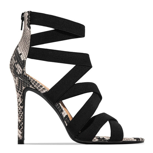 Patchwork Mixed High Heels Sandals