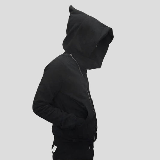 Unisex Full Zipper Harajuku Black Hoodie