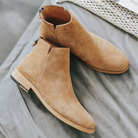 England Zip Ankle Boots Genuine Leather for Men
