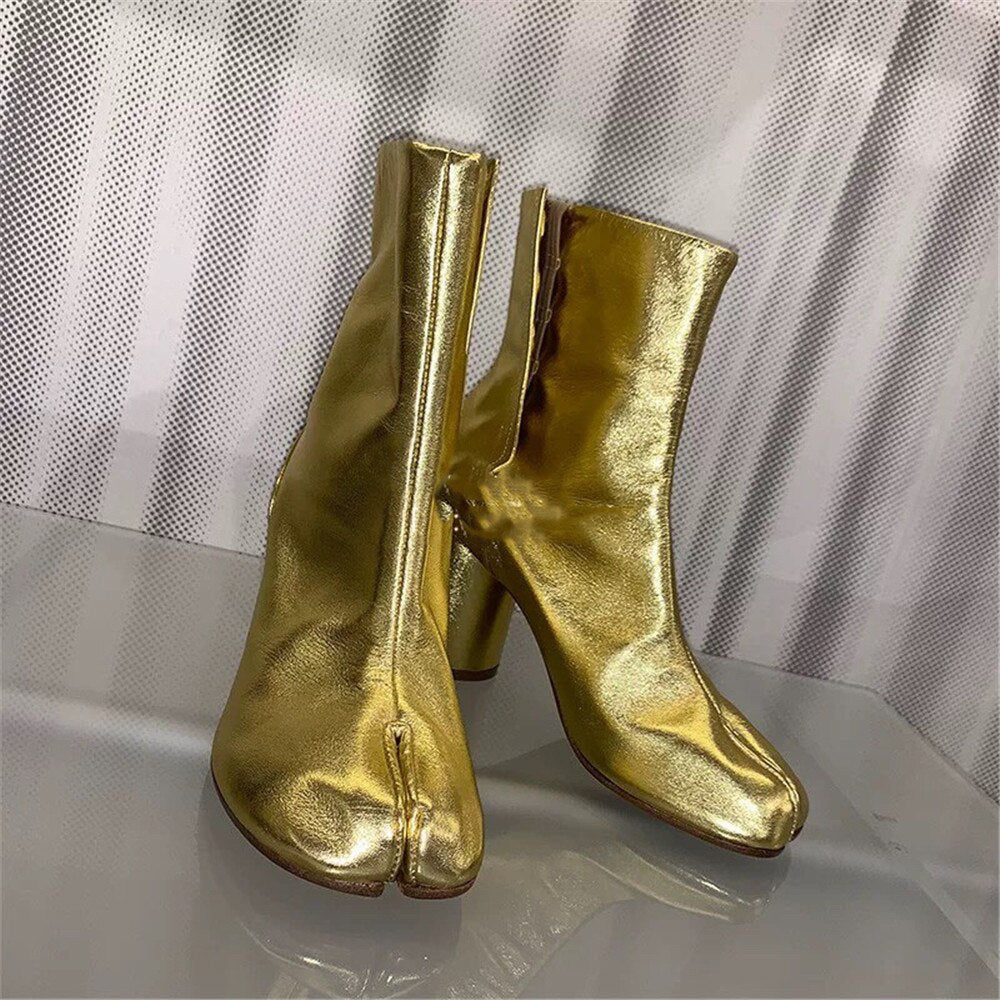 Chunky Round High Heels Boots