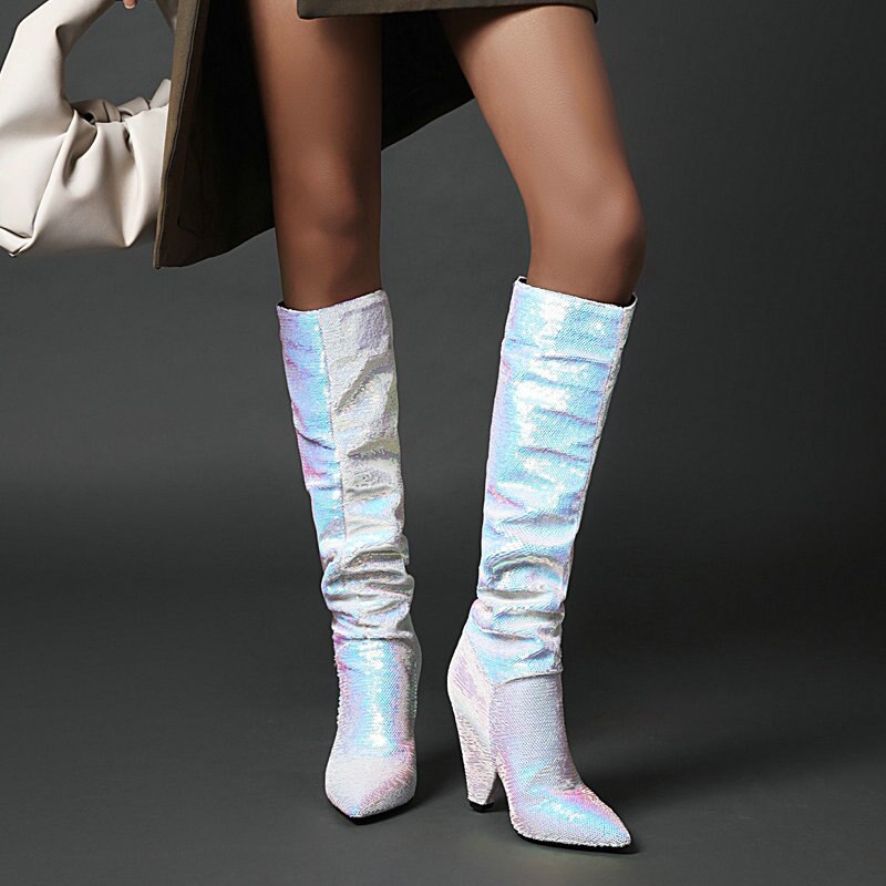 Winter Cone Heel Knee Boots