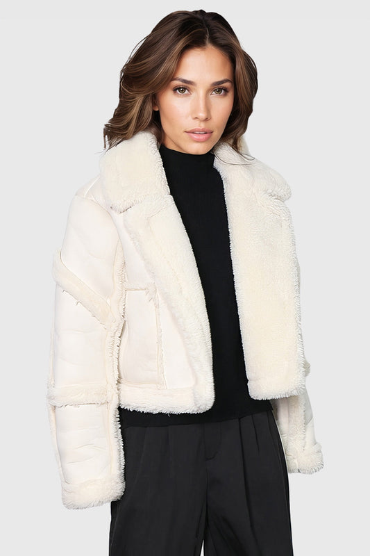 Short Jacket with Fur - White