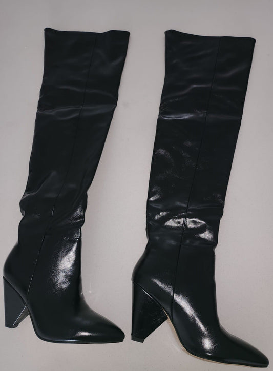 Punk Gothic Black Knee High Boots