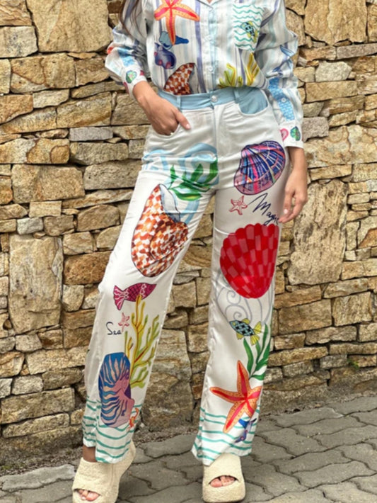 Ocean Print Theme Pants