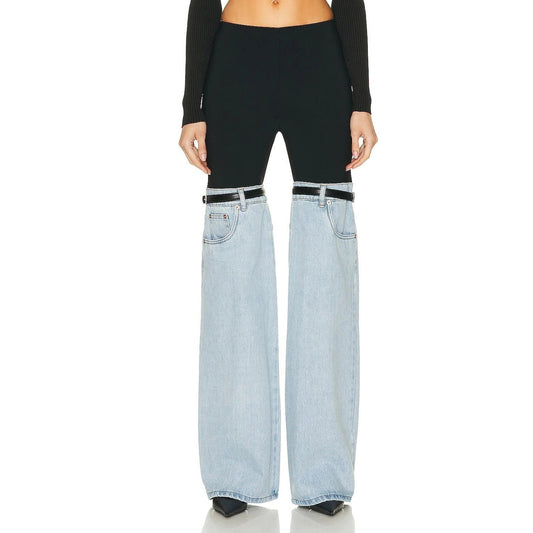 SACHIE KNEES WAIST FLARED DENIM PANTS