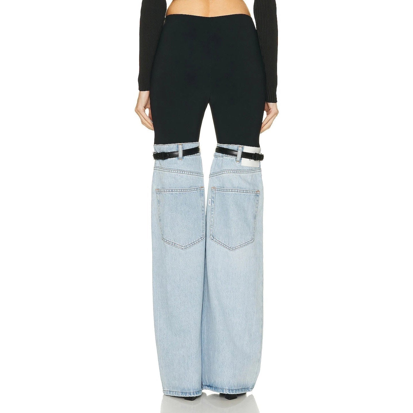 SACHIE KNEES WAIST FLARED DENIM PANTS