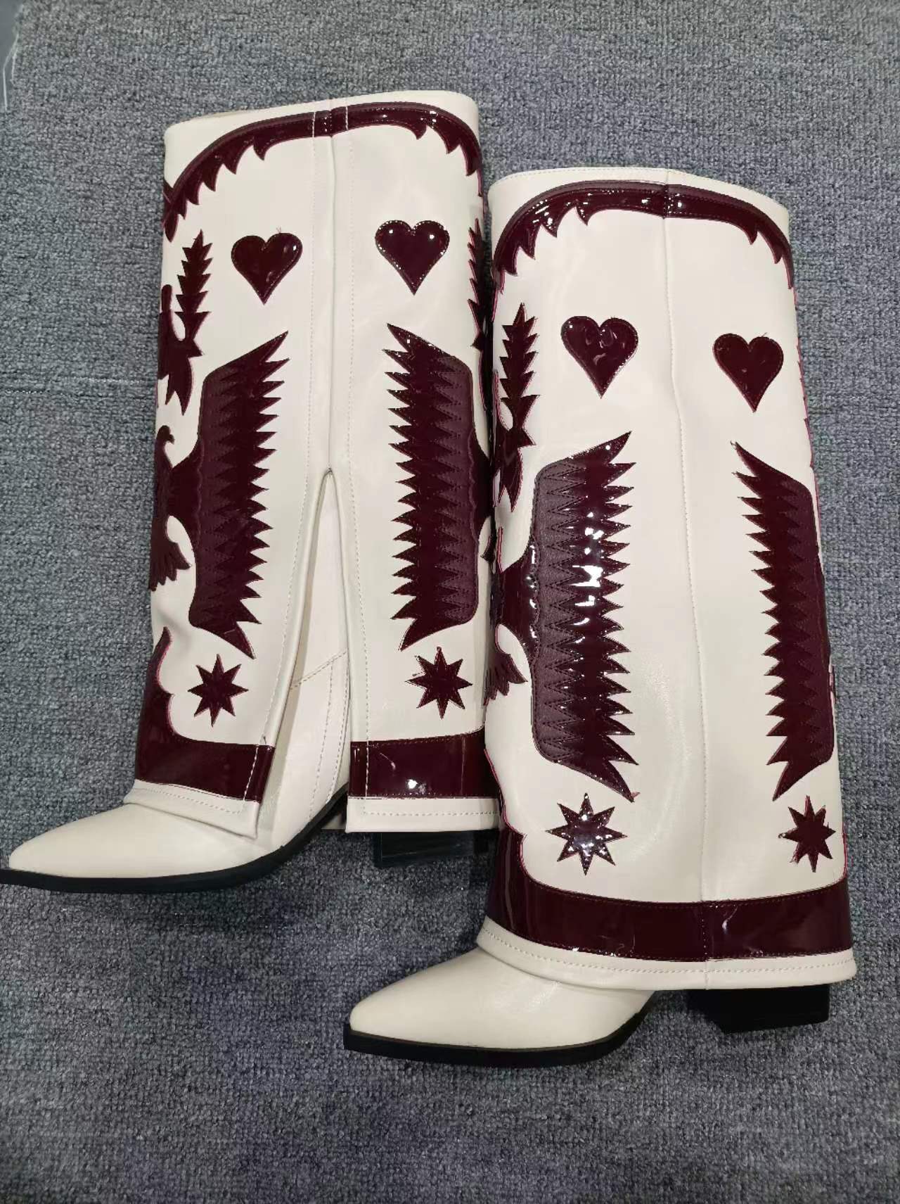 Leather Cowboy Pant Leg Boots