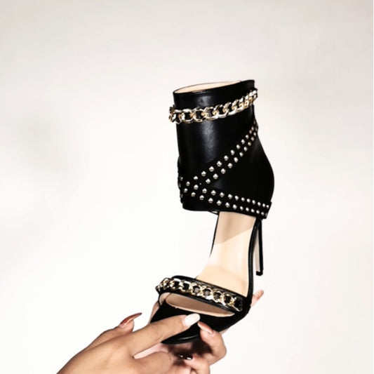 Metal Rivets Studded Sandals Inspired by  Olivia Furguson