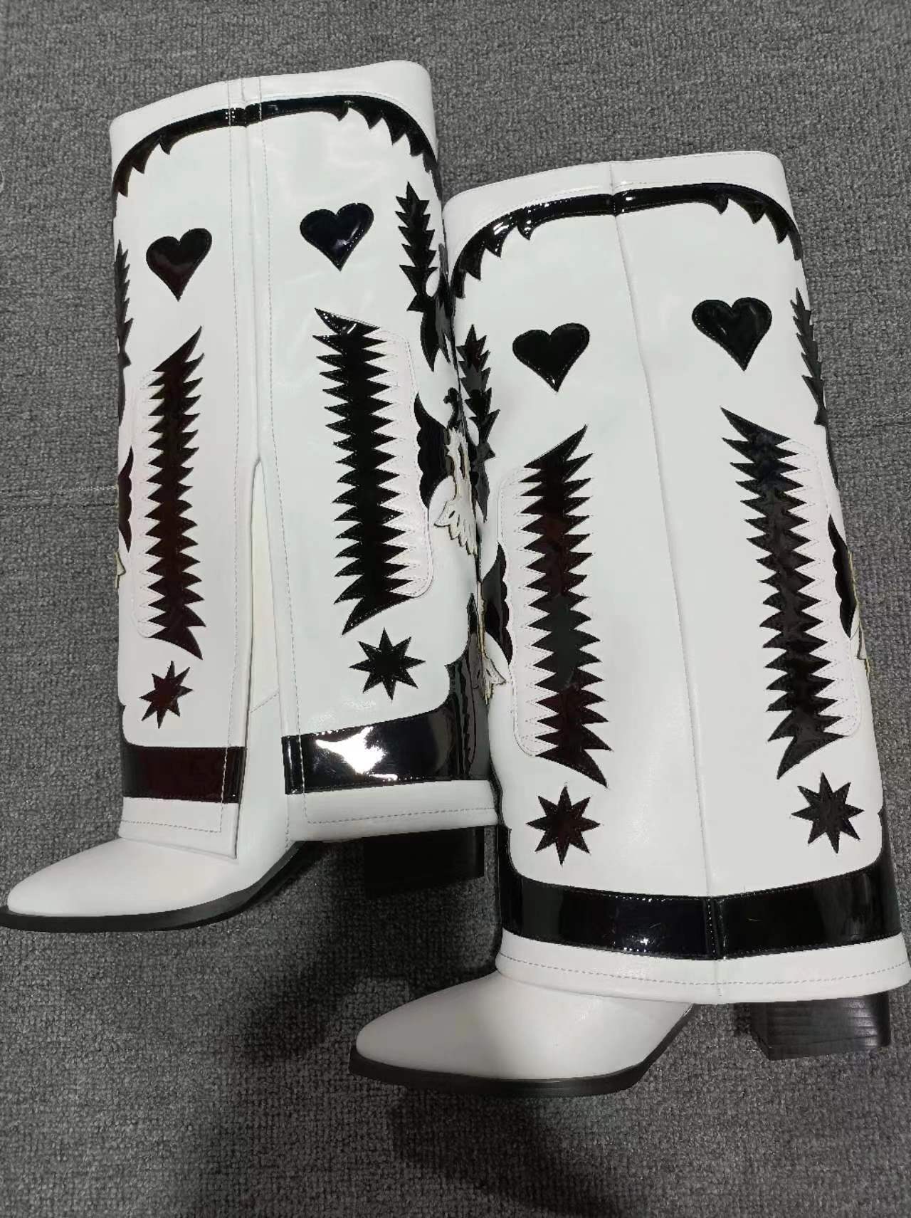 Leather Cowboy Pant Leg Boots