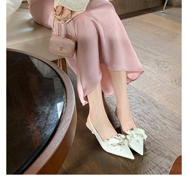 Silk White Flower  Stiletto Sandals