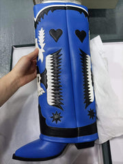 Leather Cowboy Pant Leg Boots