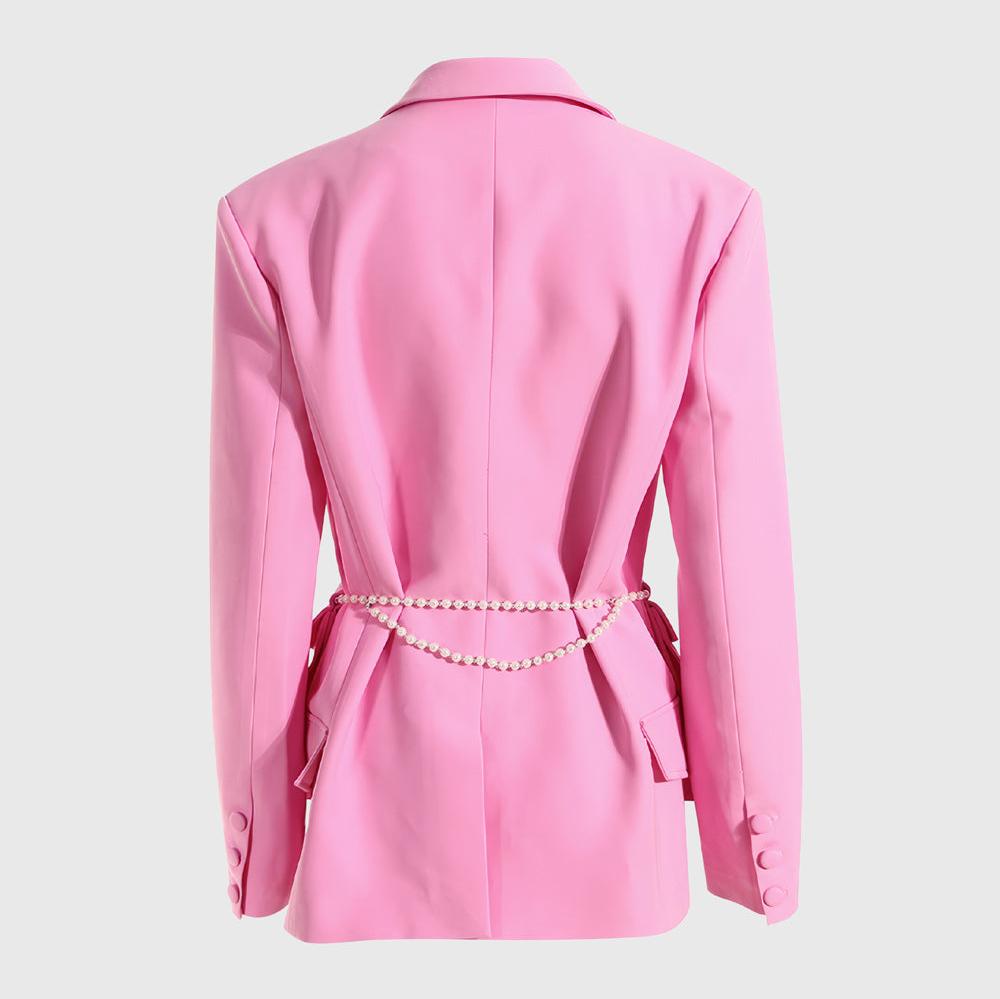 Blazer with Rhinestone Chain - Pink