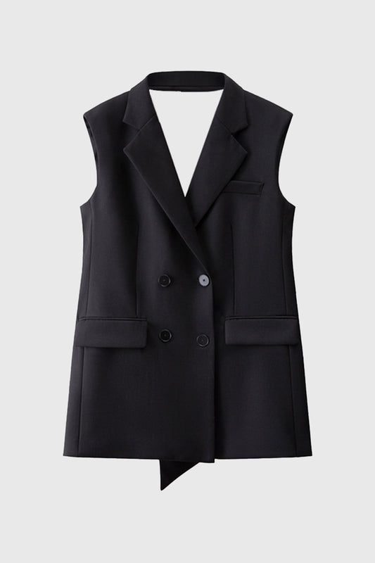 Sleeveless Blazer Dress - Black