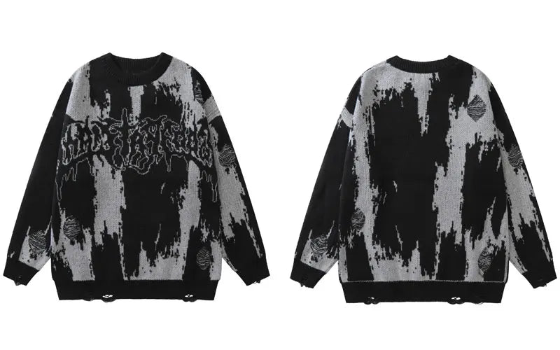 Ripped Sweater - Goth Knitted Unisex Pullover