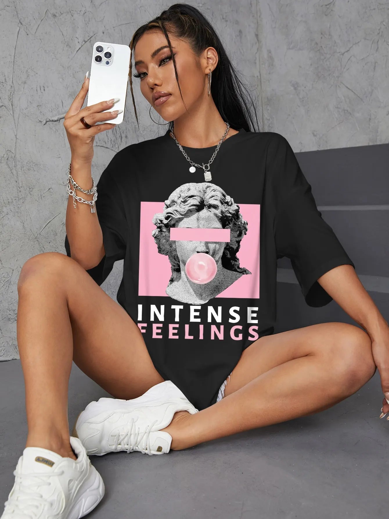 Oversized Female Intense Feelings Womens Oversized Graphic Tee