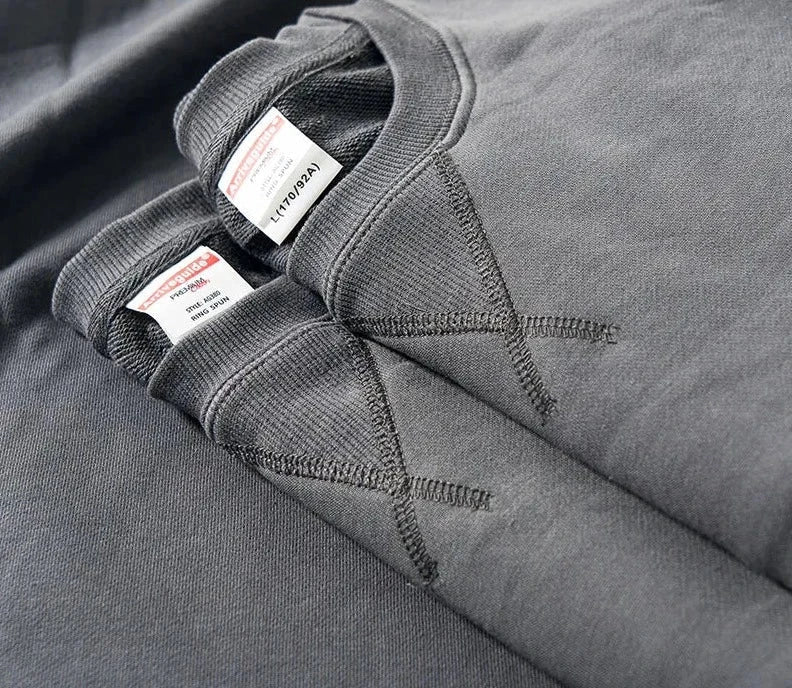 Solid Vintage Long Sleeve Sweater: Loose Fit, 380g