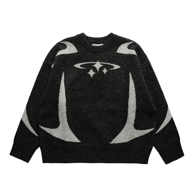 Vintage Knitwear Stars Graphic Pullover Sweater Unisex Loose Aesthetic
