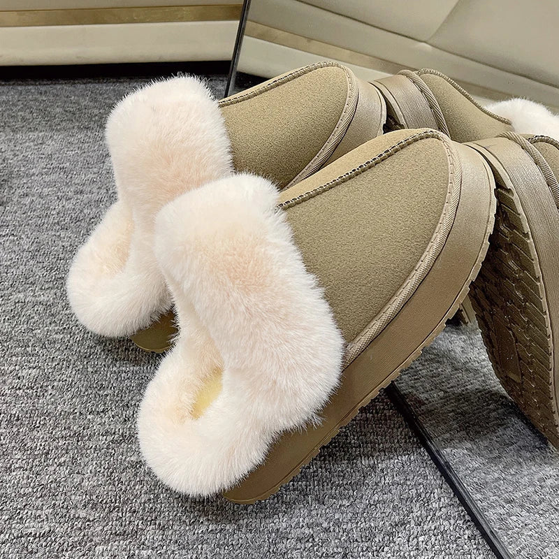 Winter Warmth Plush Platform Slippers for Women