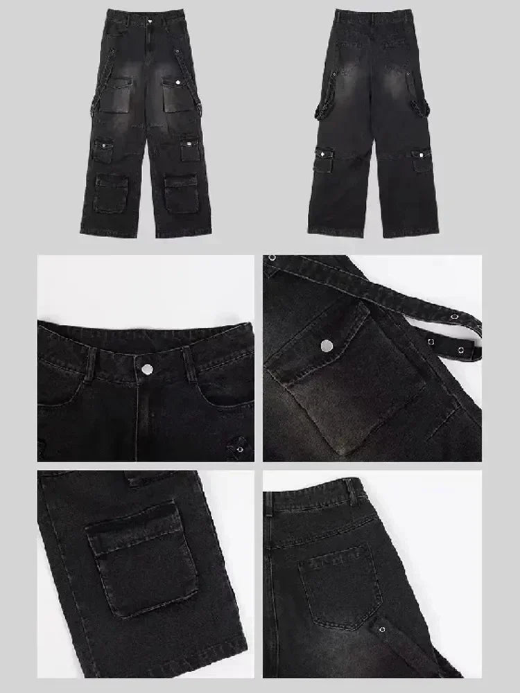 Emo Black Cargo Jeans for Women