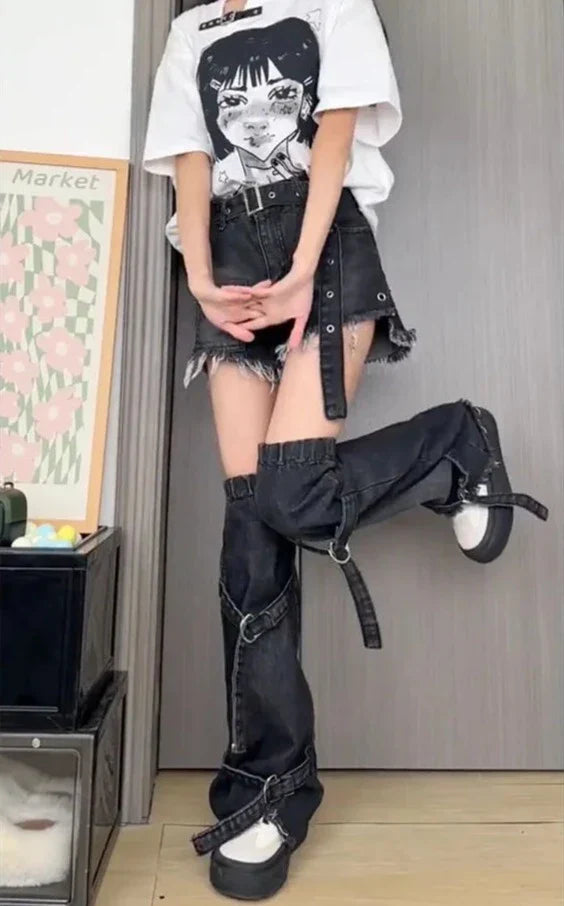 Midnight Black Jeans High Waist Shorts