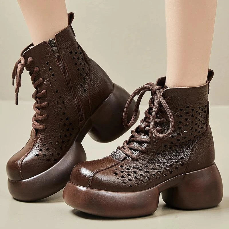 Platform Genuine Leather Ankle Boots for Women