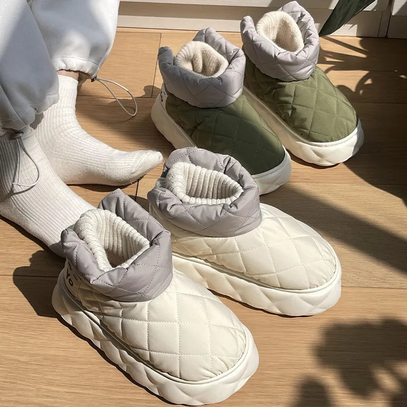 Waterproof Plush Ankle Boot Slippers for Women