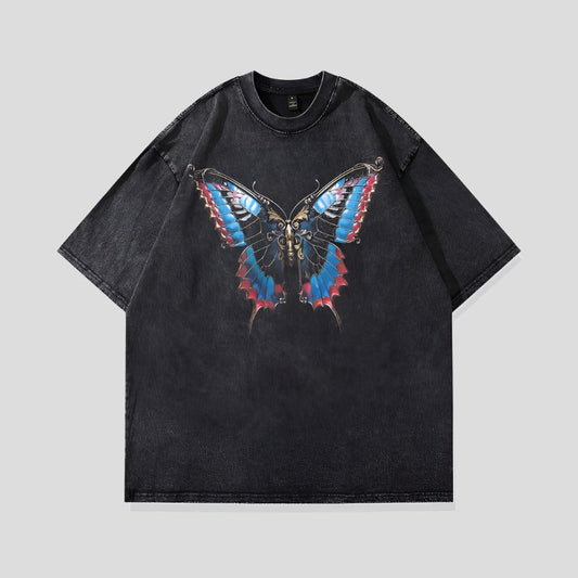 Washed Loose Skeleton Goth T-shirts for Men
