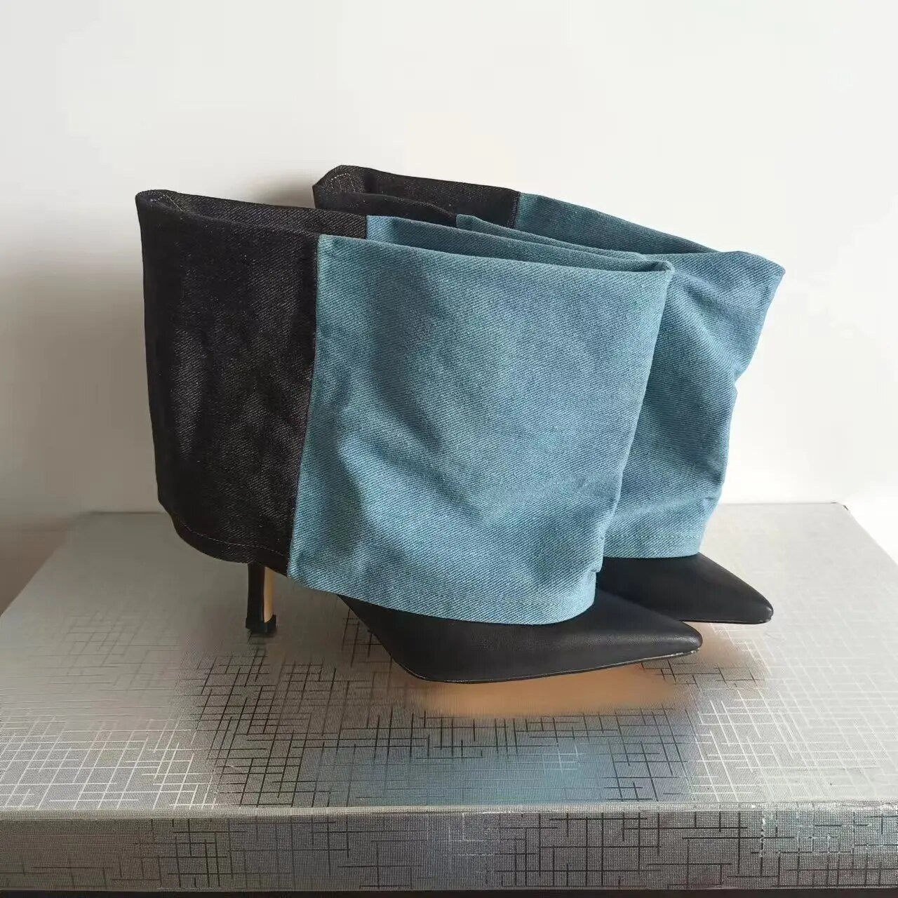 Loewe Inspired Denim Ankle Boots