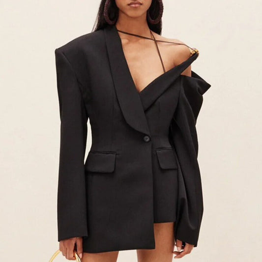 ALYNA ONE SHOULDER BLAZER with BALL
