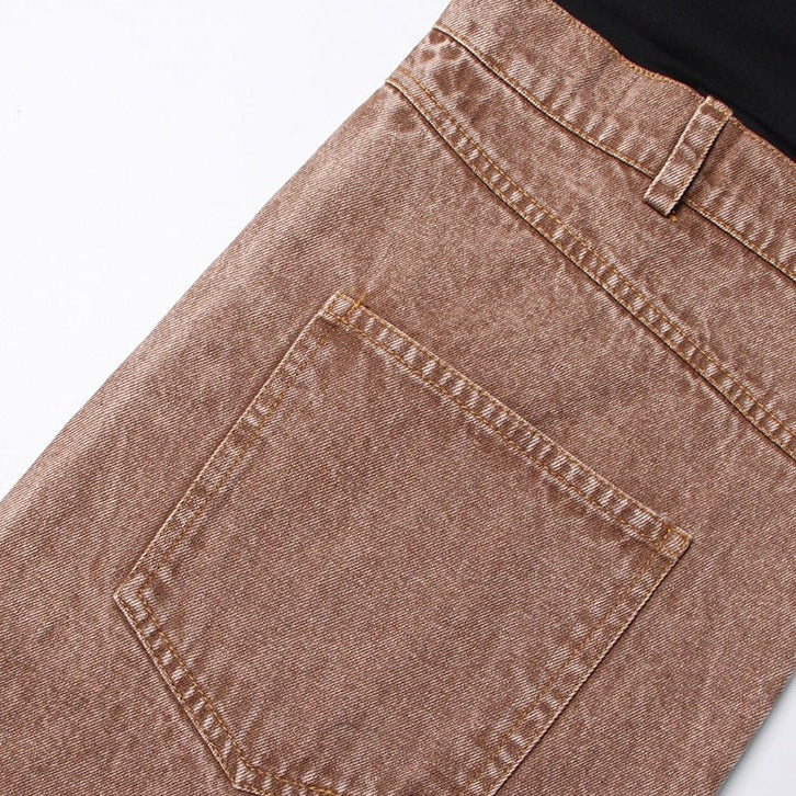 SACHIE KNEES WAIST FLARED DENIM PANTS