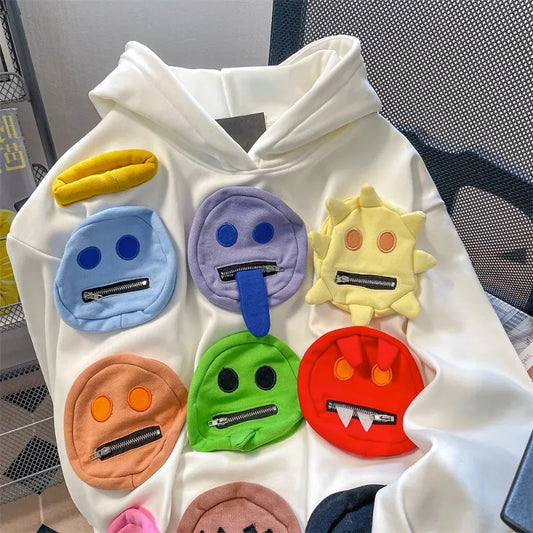 American Retro Smiley Hoodie Y2k E-Girl for Women