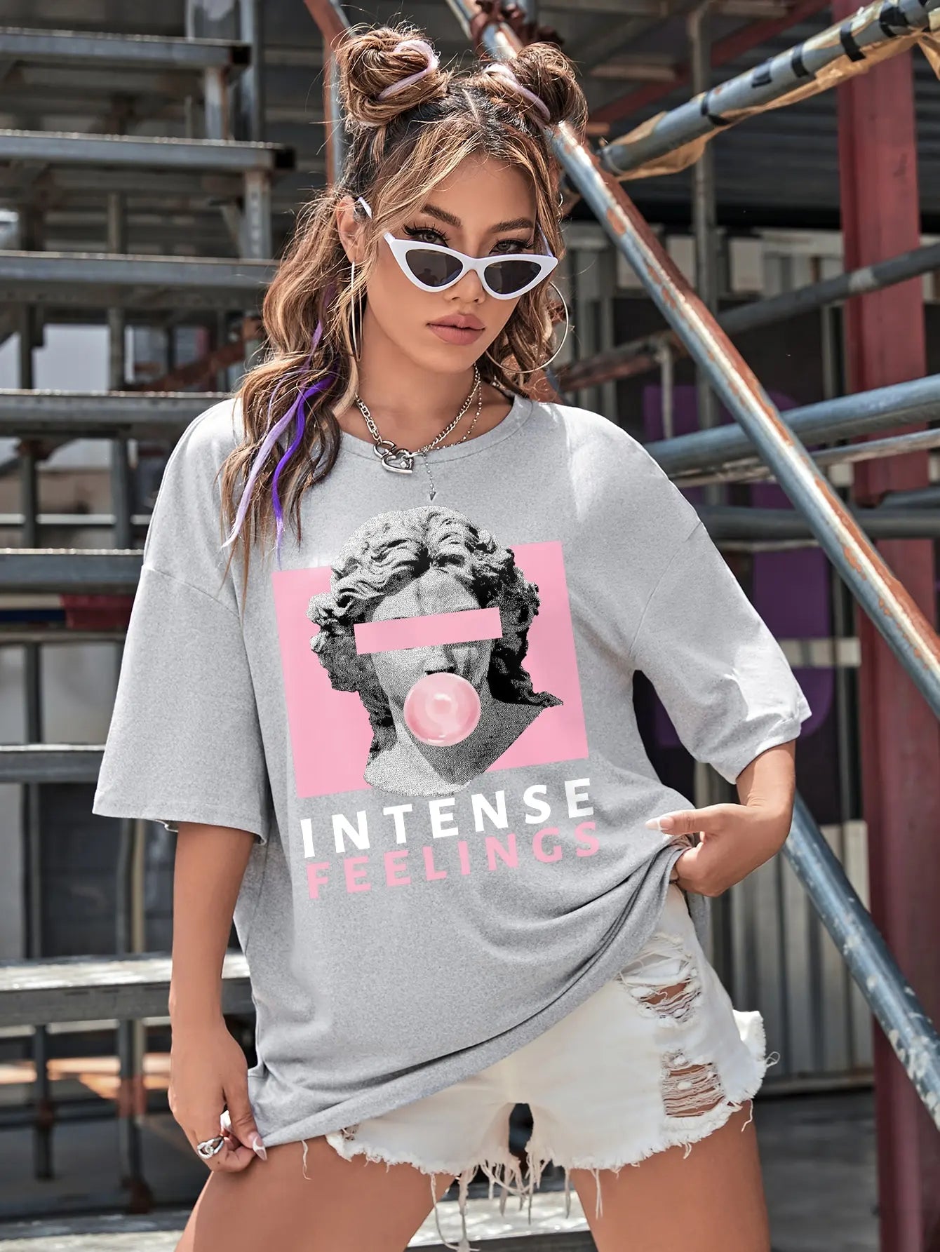 Oversized Female Intense Feelings Womens Oversized Graphic Tee
