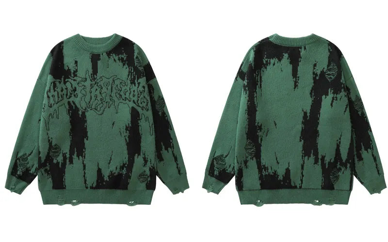 Ripped Sweater - Goth Knitted Unisex Pullover