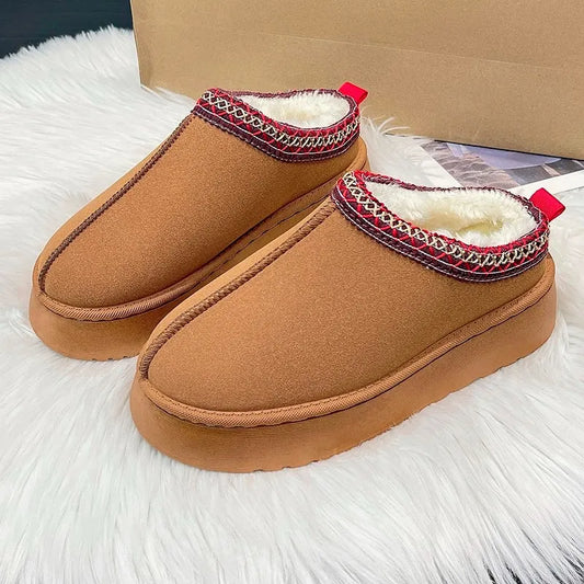 Wool Platform House Slippers for Women