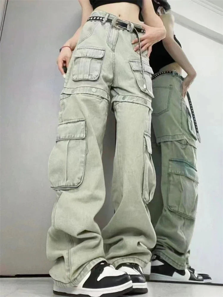 High Waisted Jean Shorts: Wide Leg Denim Pants