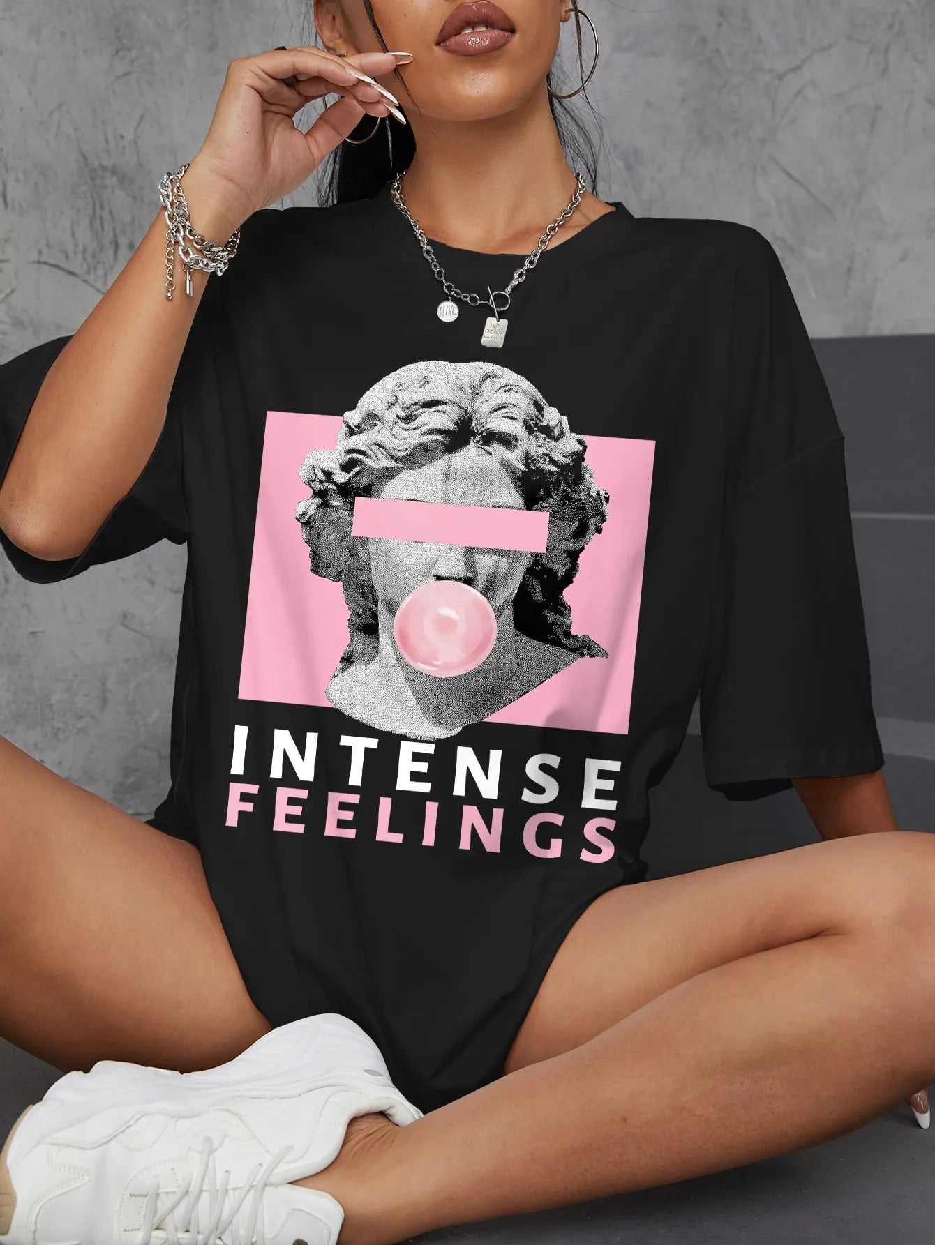 Oversized Female Intense Feelings Womens Oversized Graphic Tee