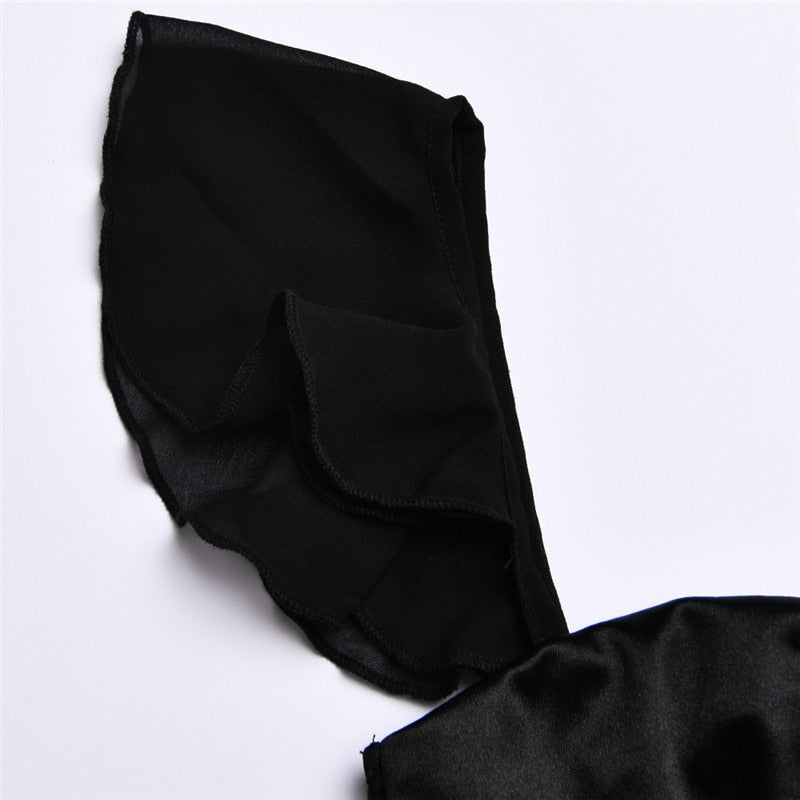 CHIYOKO BLACK MINI DRESS with CORSET and RUFFLES